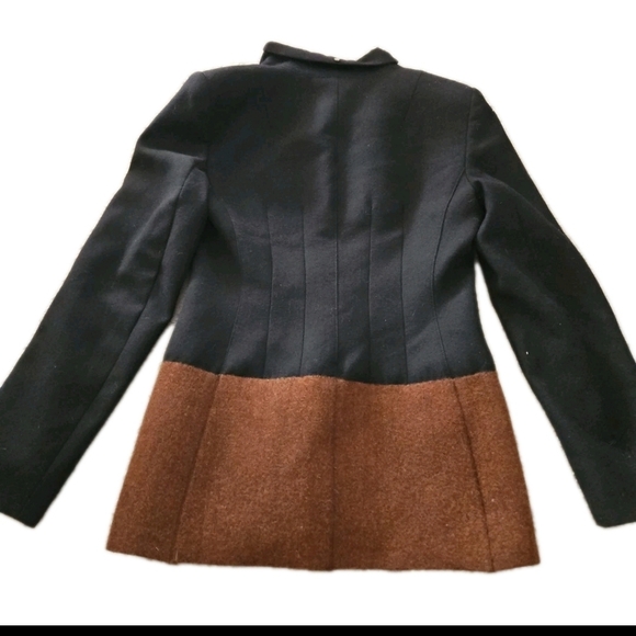 Sportmax MaxMara Womans Black And Brown Virgin Wool Blend Colorblock Blazer 2 - Picture 8 of 13